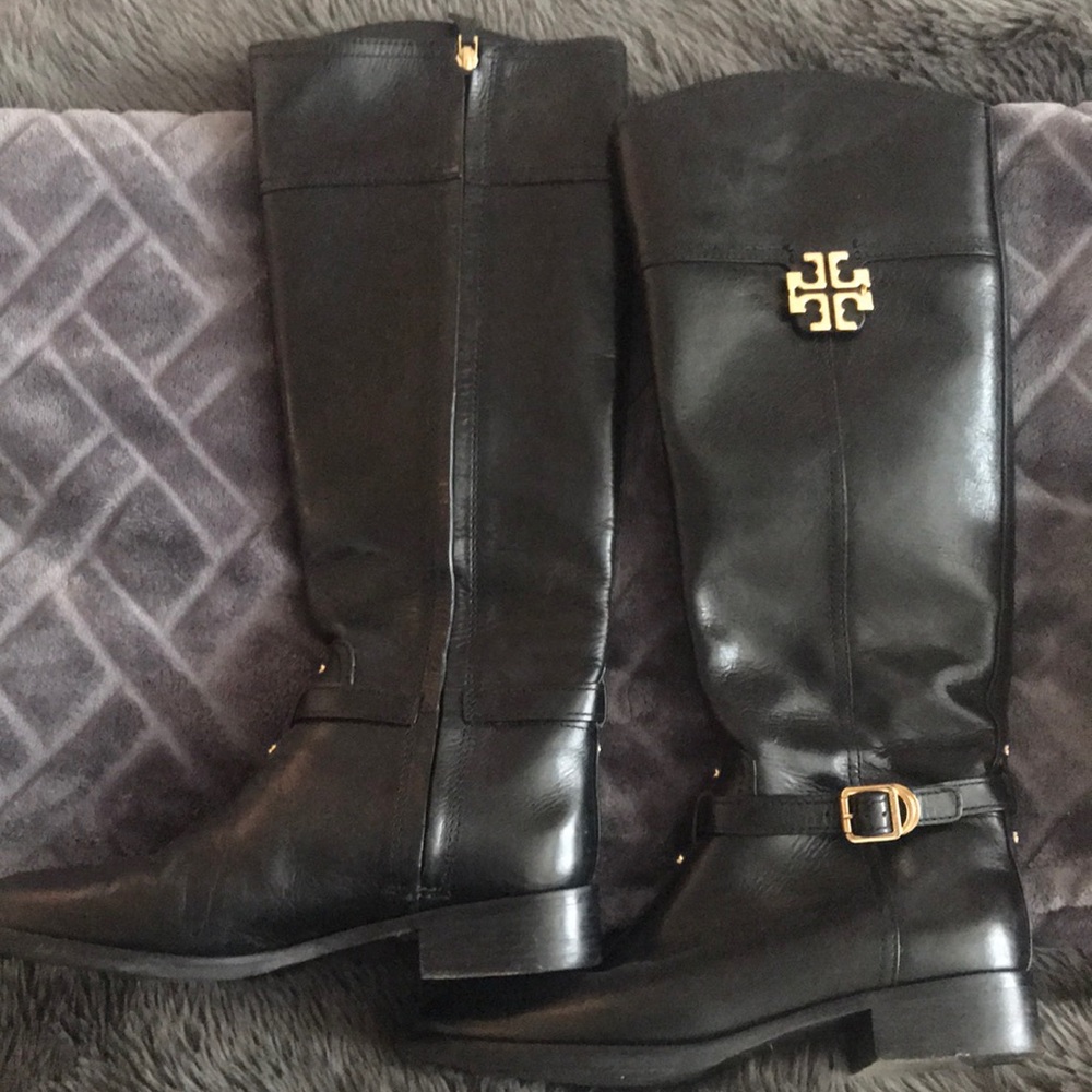 Tory Burch black riding boots in great condition!